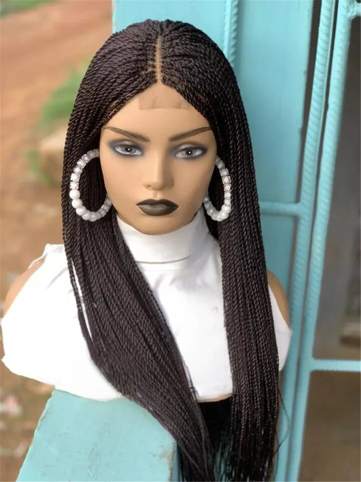 28inch Chestnut Brown Micro Twist Color Mix Wig with 5x5 HD Lace Closure Glueless Natural Look Braiding Lace Wig for Women