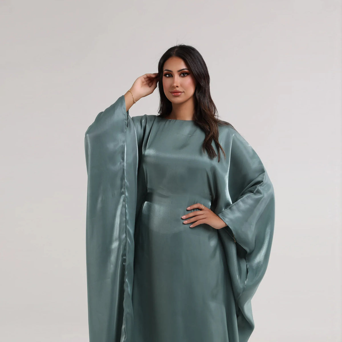 Shiny Loose Ankle-Length Kaftan Maxi Dress for Women