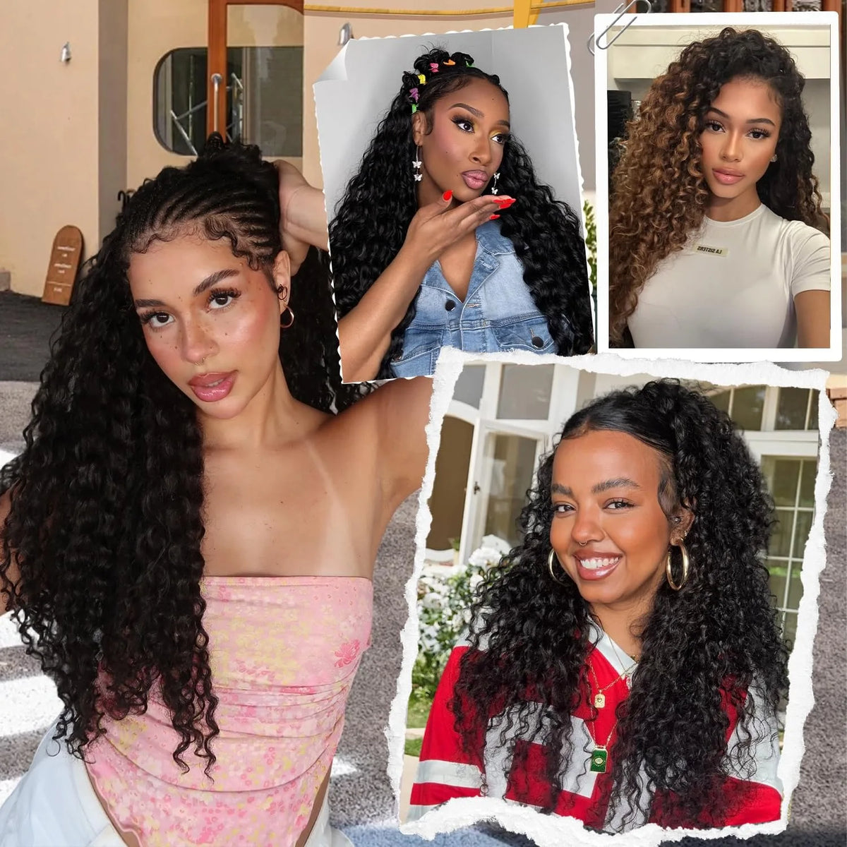Pre-Divided Deep Wave Human Hair Crochet Extensions for Women