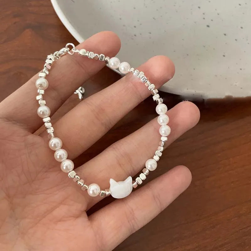 Pearl And Shell Adjustable Chain Bracelet for Women