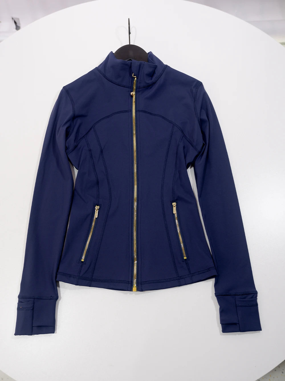 Slimming Gold Zipper Jacket and Yoga Pants Set for Women