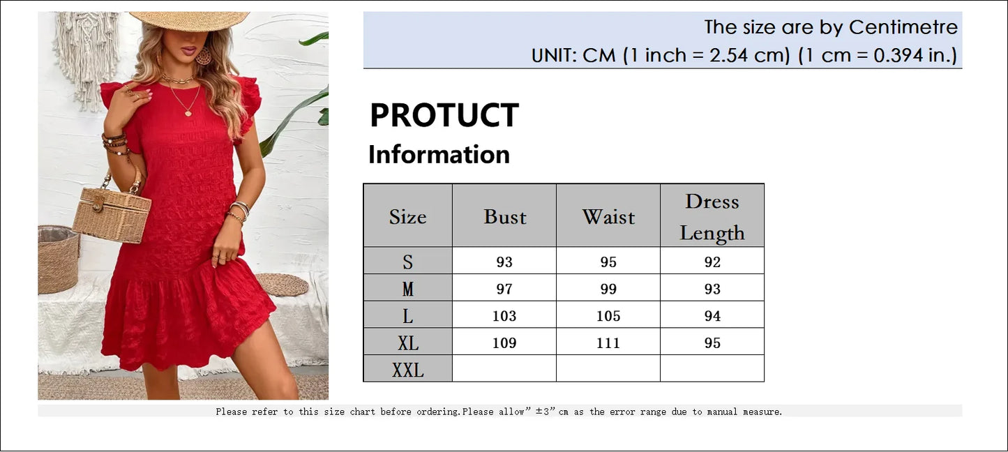 Fashion Summer Dresses Lace Loose 2024 Spring Summer Elegant Casual Round Neck Ruffle Trimmed Decorated Dress Vestido Female