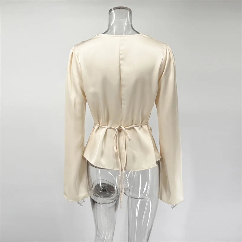 Lace-Up Satin Patchwork V-Neck Vest Top for Women**