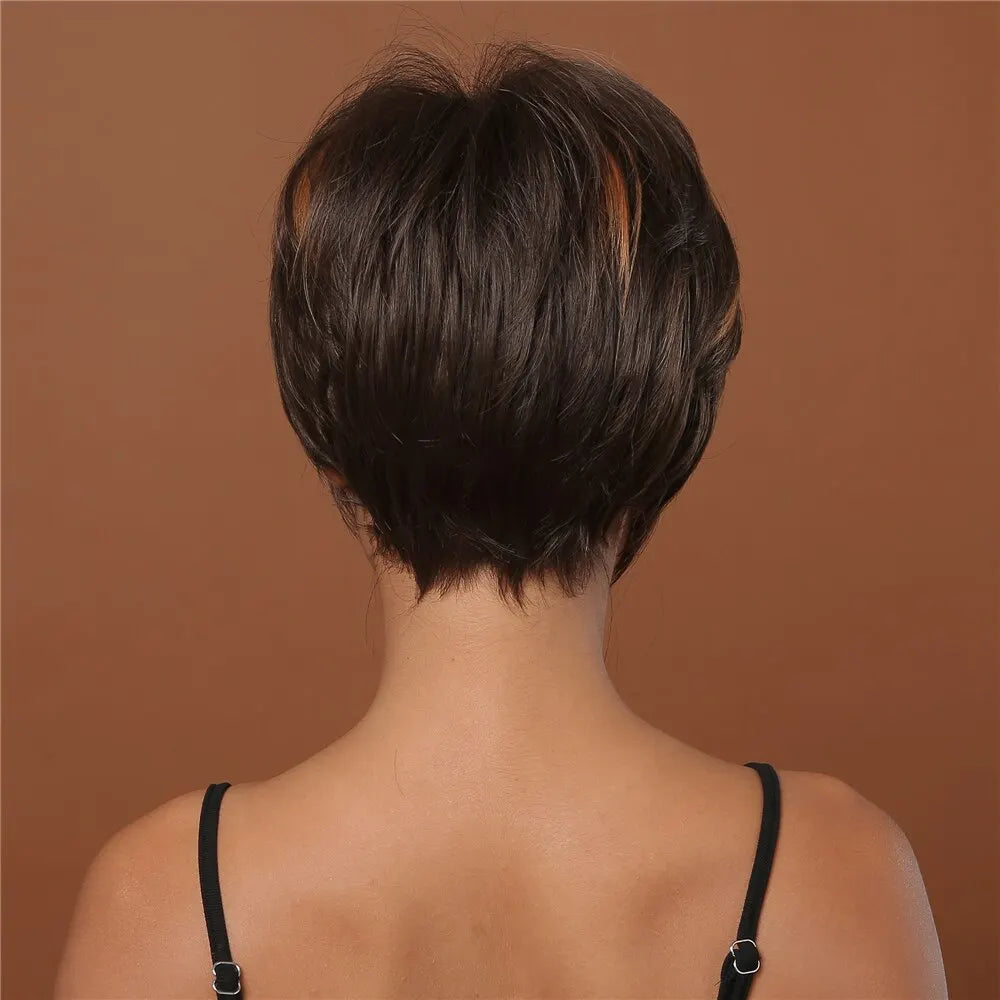 Short Pixie Cut Synthetic Wig With Bangs for Black Women