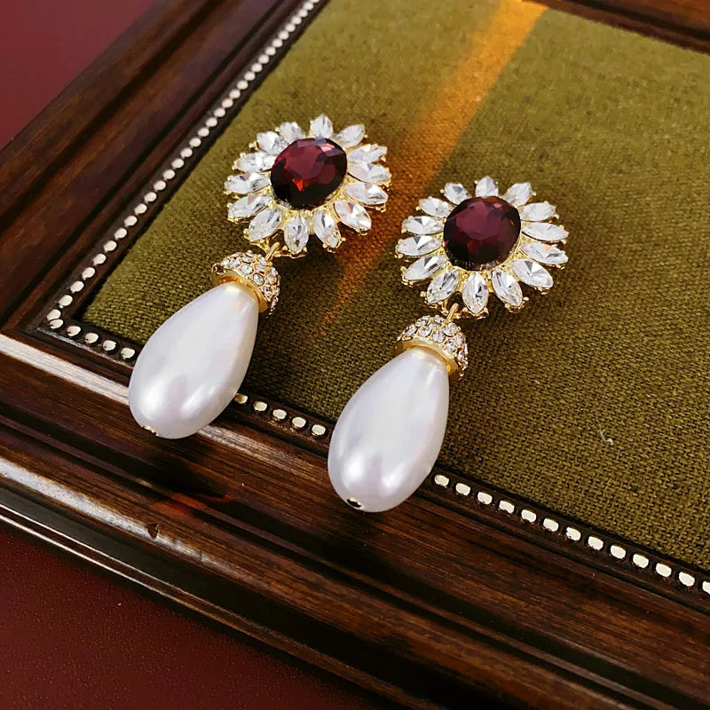 Simulated Pearl Necklace And Earring Set