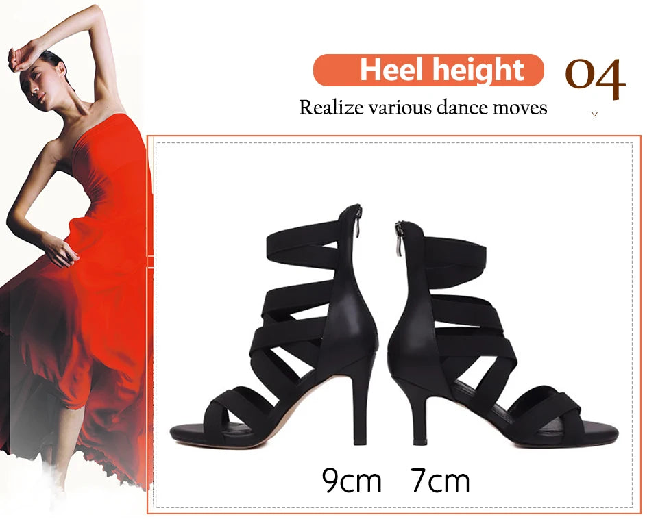 Elastic Fabric Ballroom and Latin Dance Shoes for Women