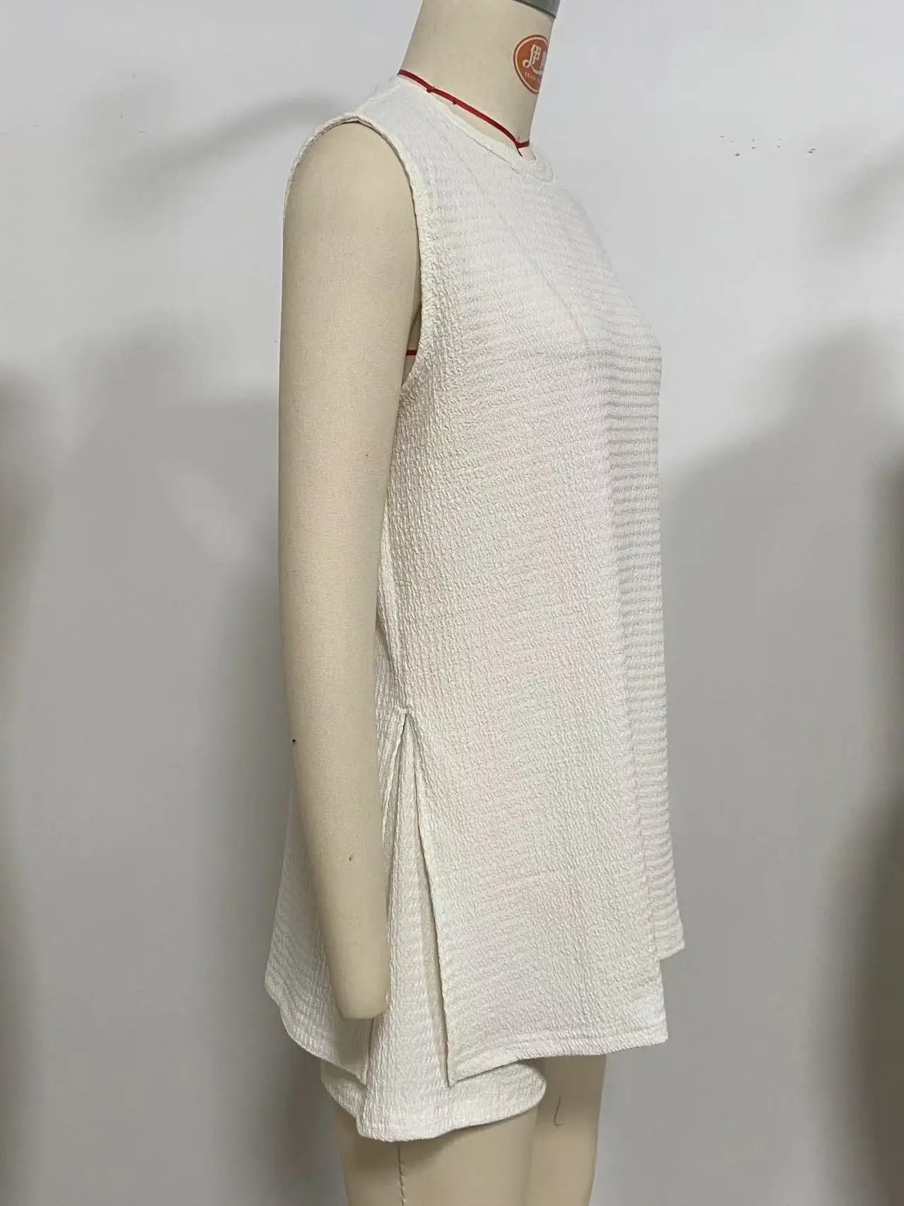 Summer Solid Sleeveless O-Neck Two Piece Set for Women