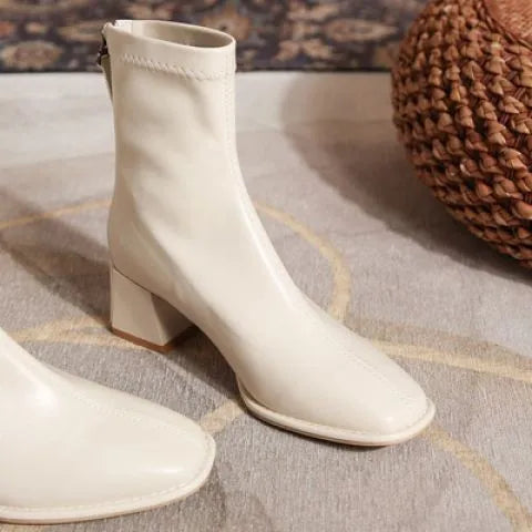 Square Toe Block Heel Ankle Boots