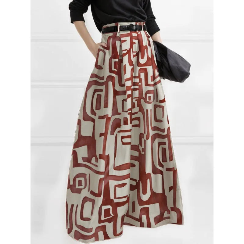 Fashion Trendy Women's High Waisted Pant 2025 Summer Autumn Loose Pleated Printed  Wide Leg Casual Long Trousers For Female