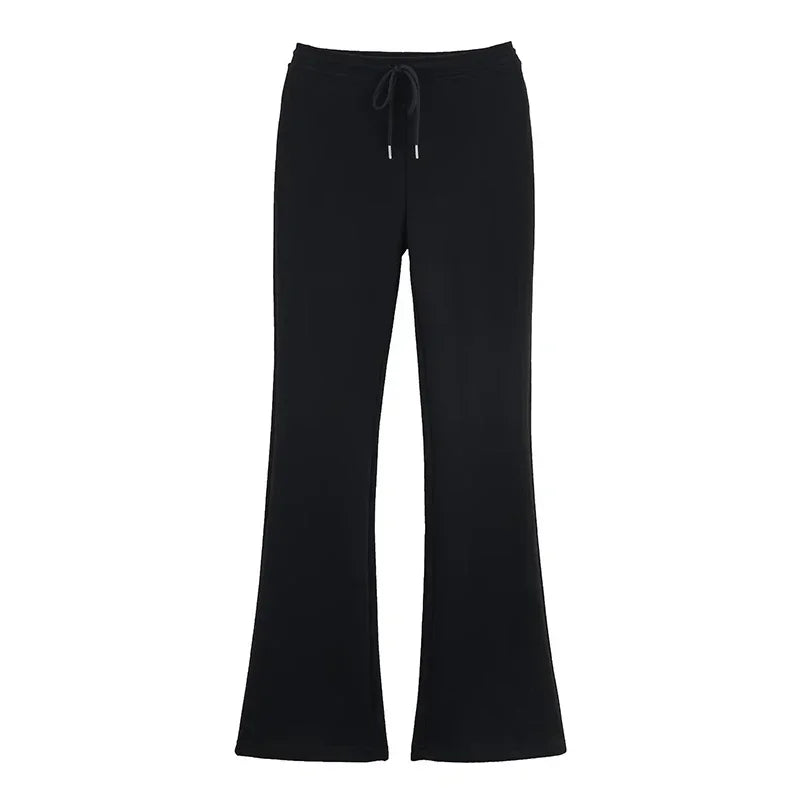 Solid Zip Front Coat and Trousers Two Piece Set for Women Autumn