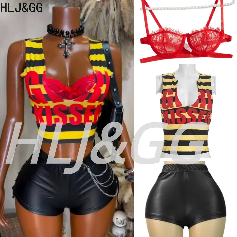 Yellow Stripe Letter Tank and Shorts Set