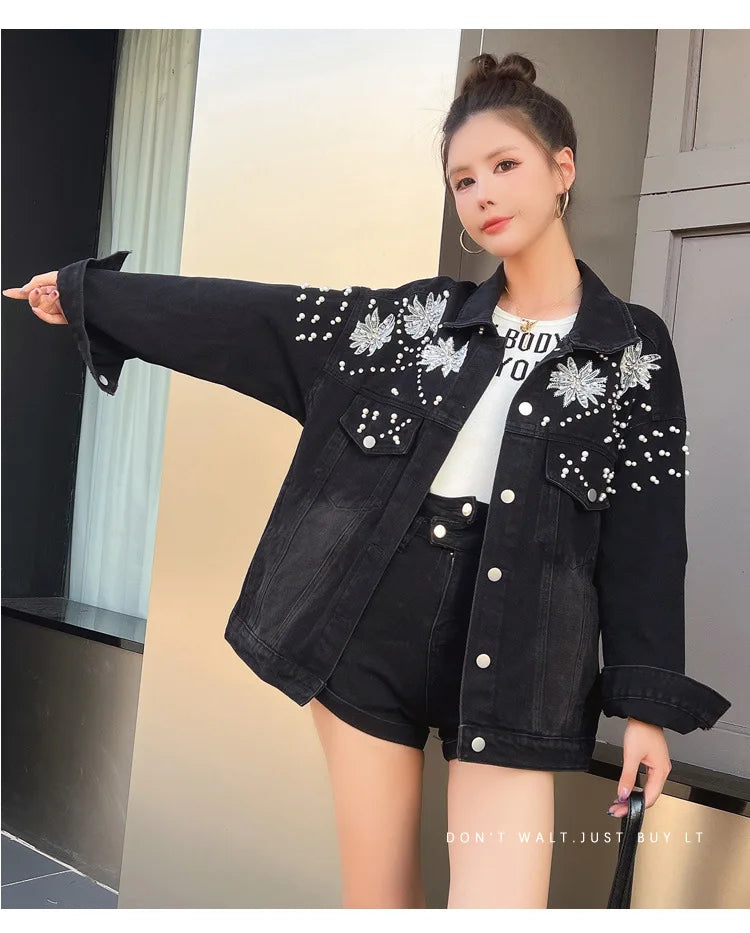 Y2K Beaded Denim Jacket