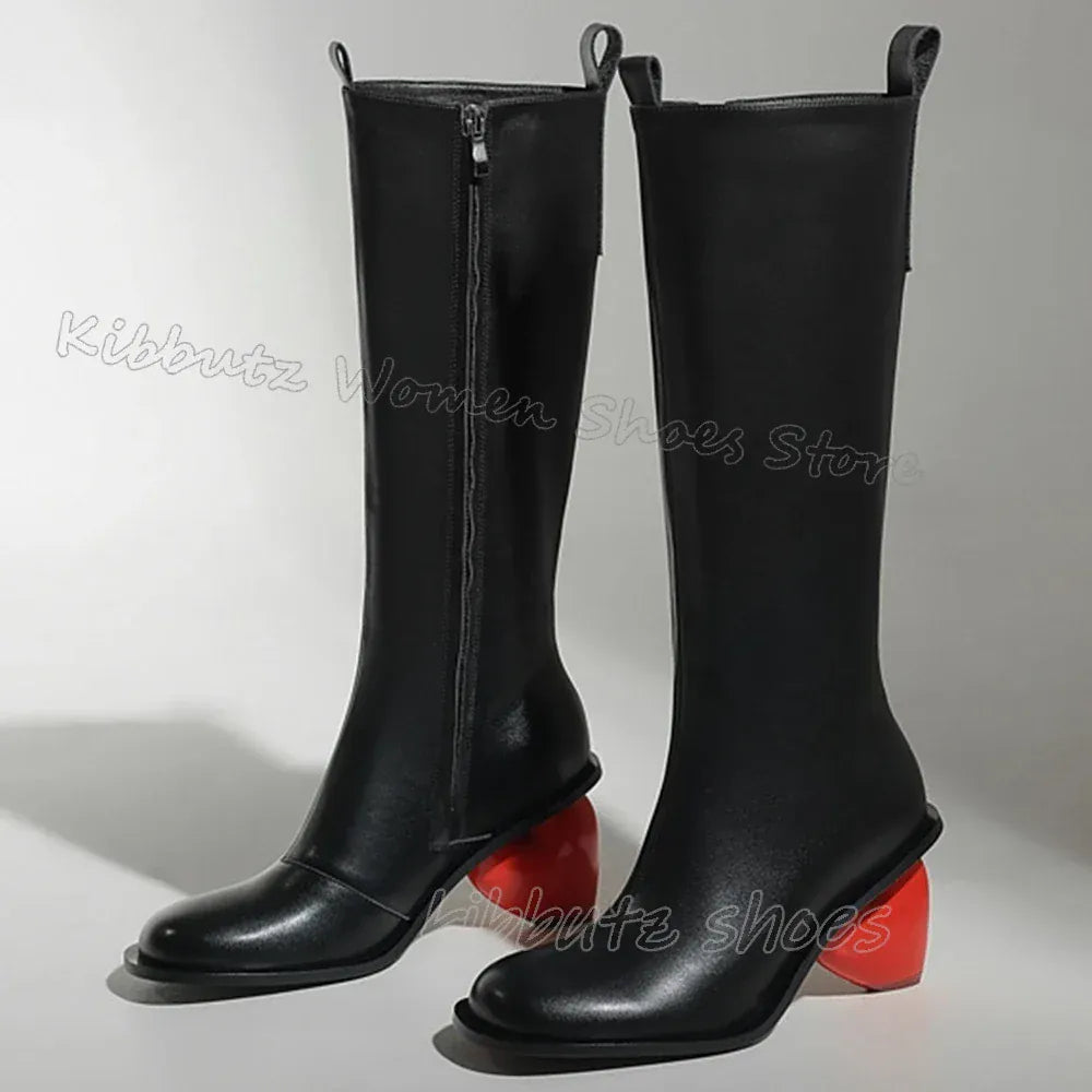 Heart Shaped Heels Knee High Boots