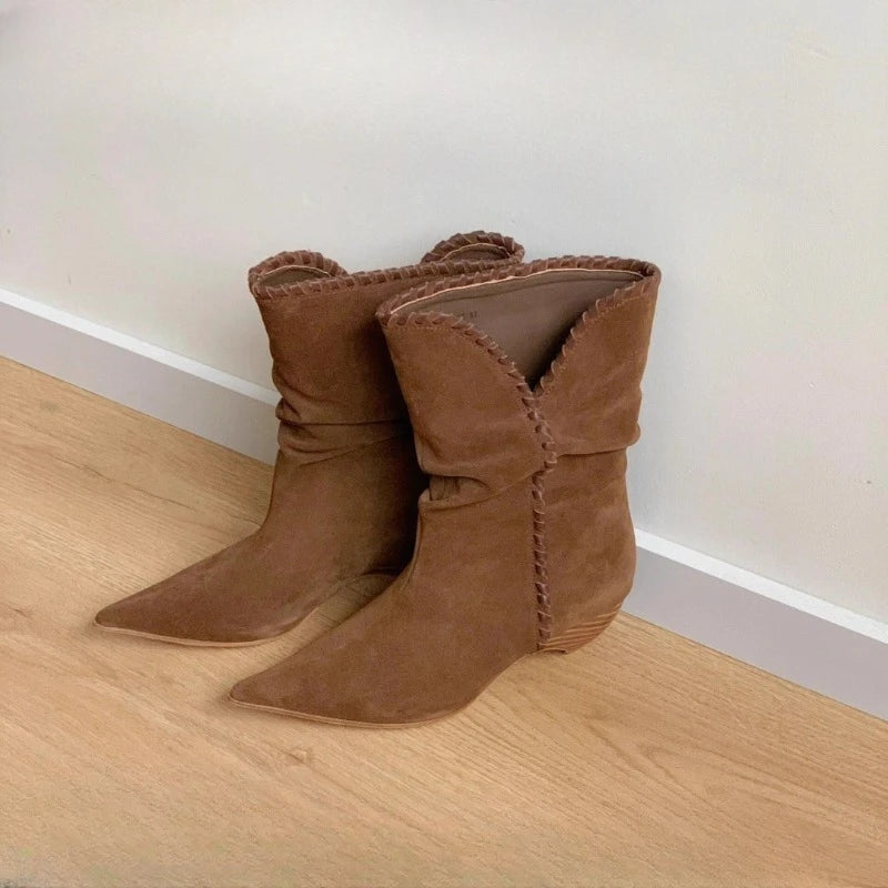 Pointed Toe Mid Calf Boots