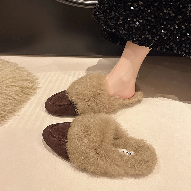 Plush Faux Fur Slippers