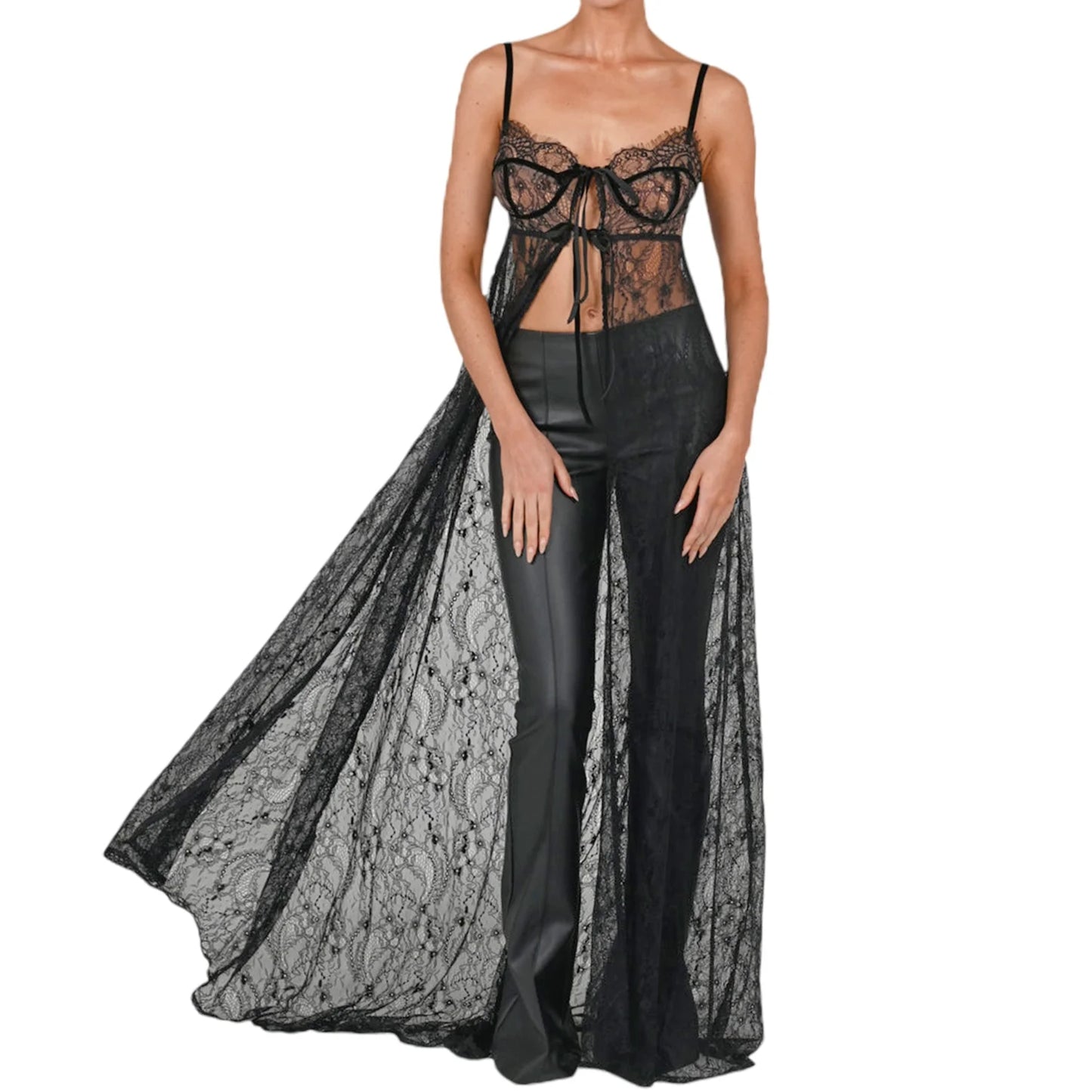 Backless Sheer Lace Beach Cover Up Dress for Women