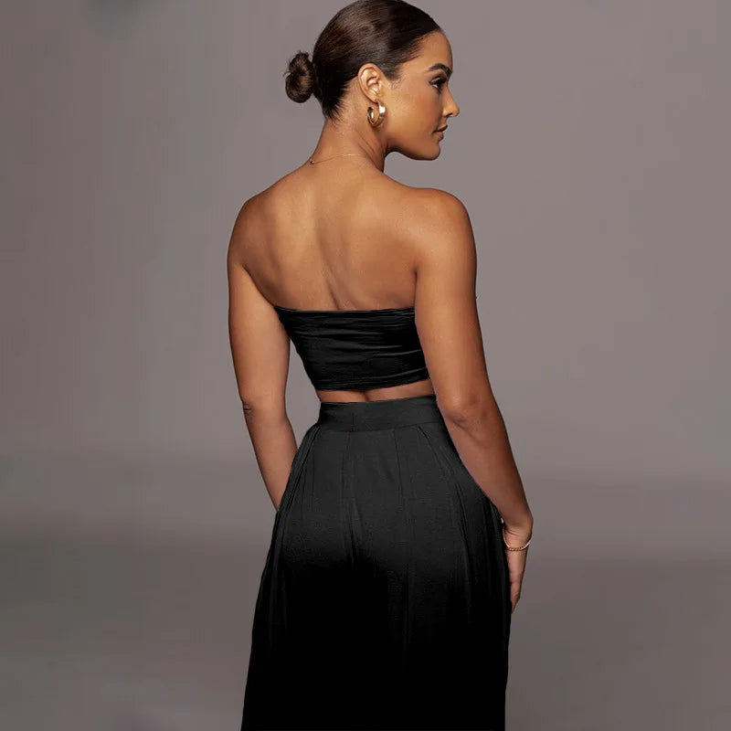 Elegant Solid Color Casual Two Piece Set for Women