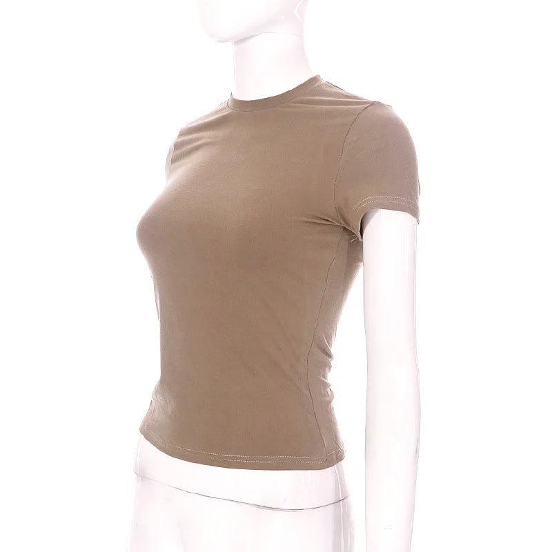 Casual Stretchy Short Sleeve O Neck T Shirt for Women