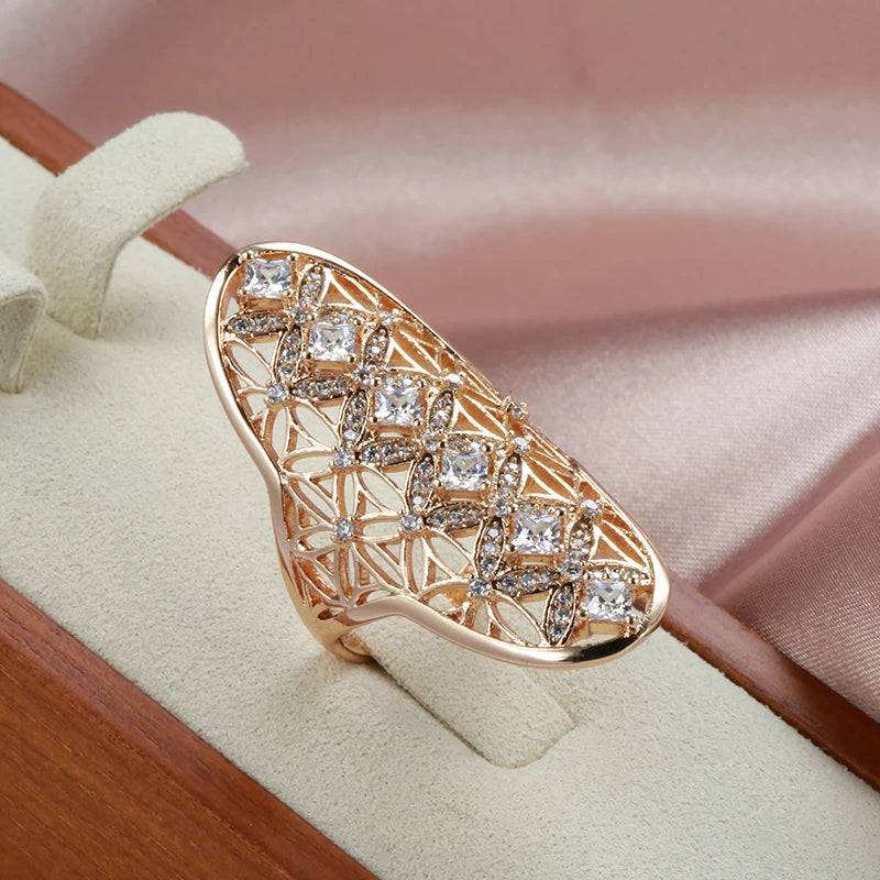 Rose Gold Plated Zircon Statement Ring