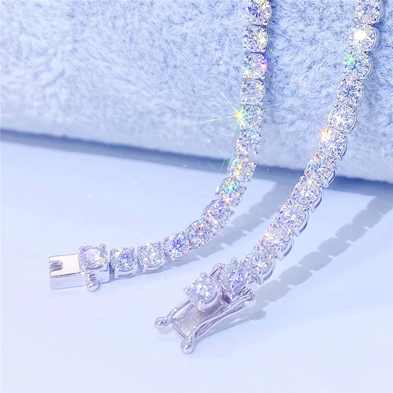 Full Moissanite Sterling Silver Tennis Bracelet for Women