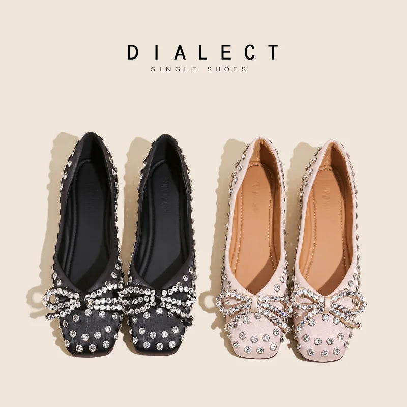 Elegant Rhinestone Bowknot Mary Jane Shoes For Women