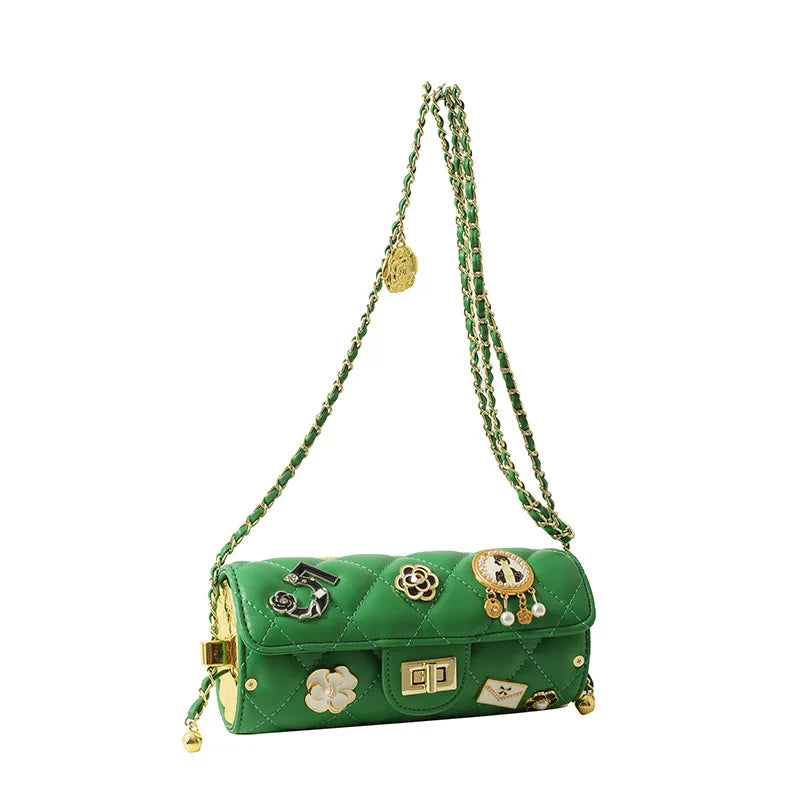 Textured Diamond Grid Crossbody Shoulder Bag for Women