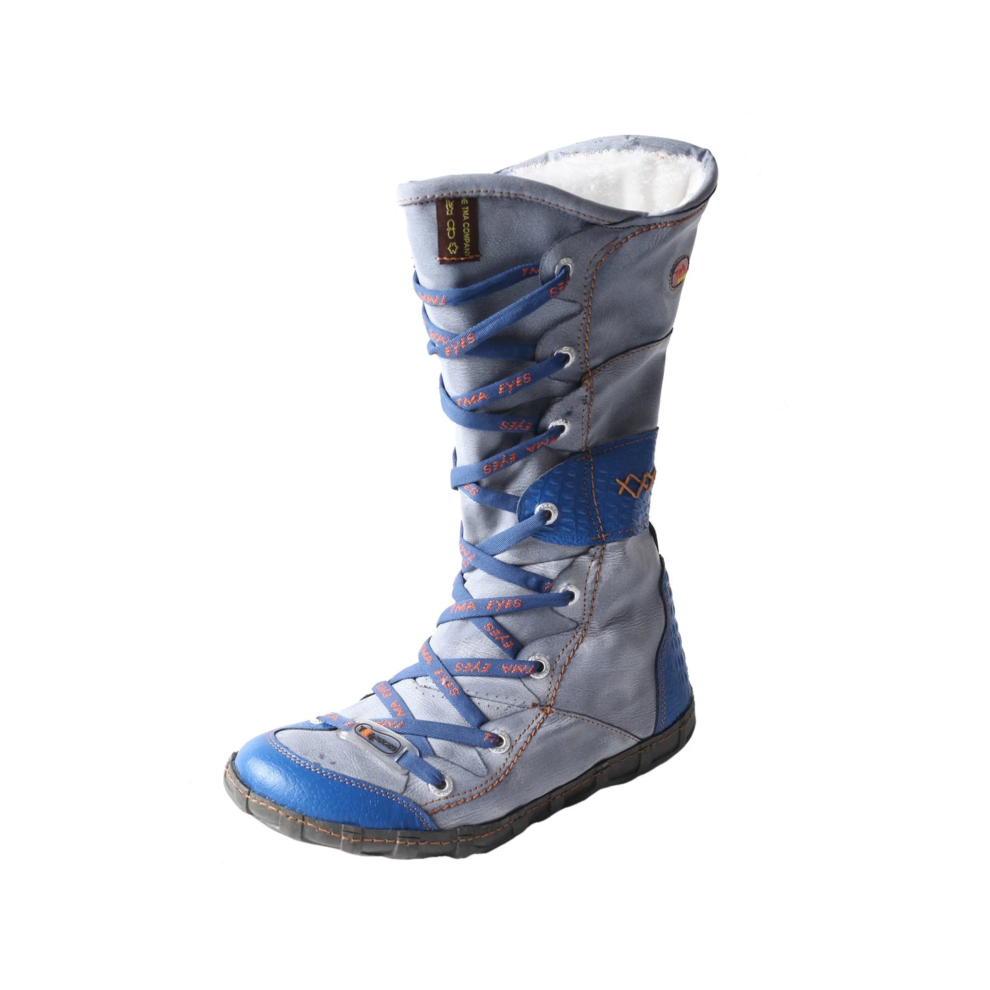 Contrast Stitch Leather Zipper Boot