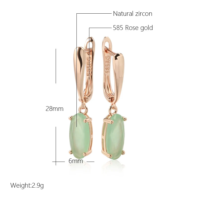 Green Zircon Antique Gold Tone Drop Earrings for Women