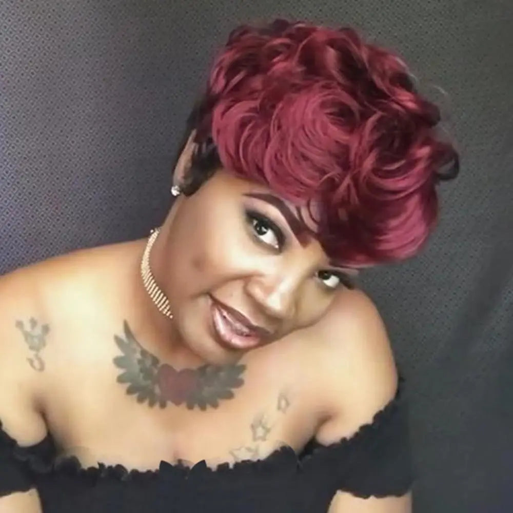 Natural Heat Resistant Curly Synthetic Pixie Wig for Women