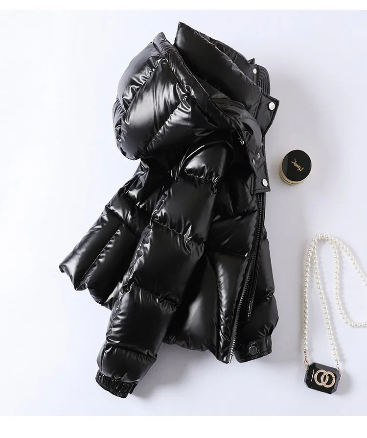 Glossy Hooded Down Jacket