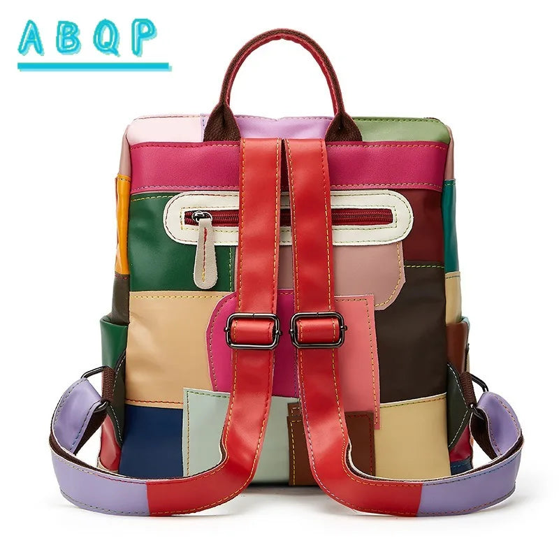 Large Capacity Internal Backpack Fashion Color Splicing Irregular Backpacks Outdoor Daily Handbag Casual Female Bag