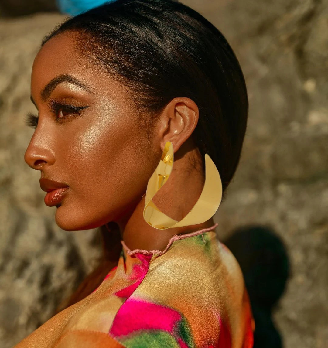 Fashion Jewelry Big Gold Color Round Geometric Earrings Dangle Drop Earrings For Women African Wedding Party Gifts
