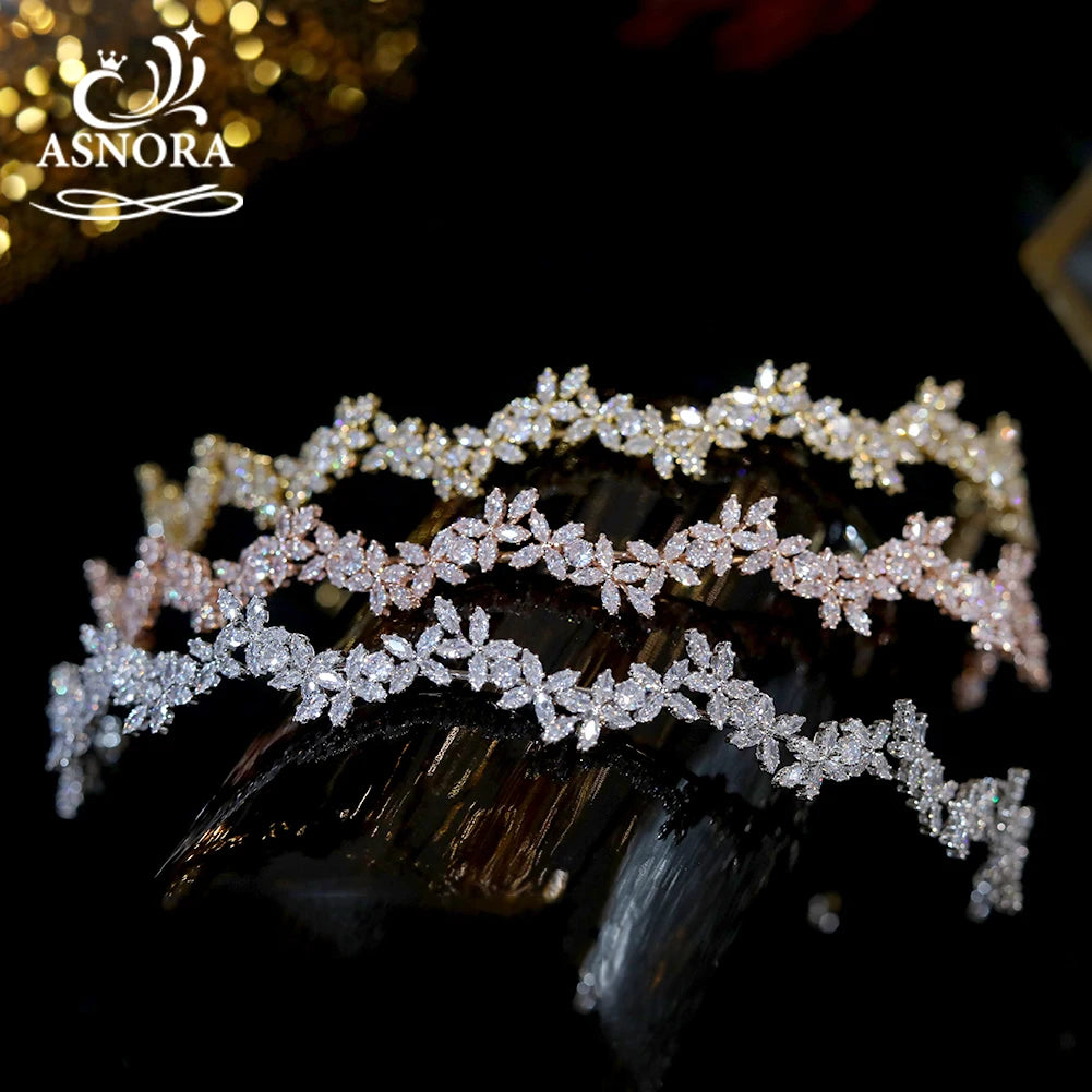 Dazzling Rose Gold Bridal Crown Headpiece For Women