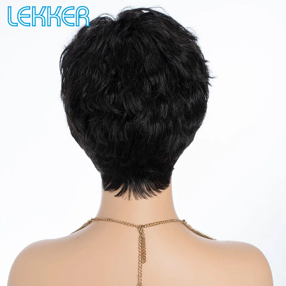 Short Pixie Cut Brazilian Remy Human Hair Wig for Women