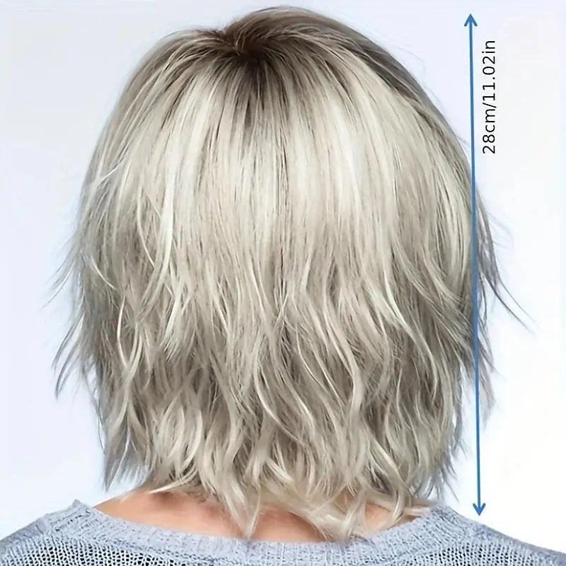 Lightweight Grey Short Curly Synthetic Wig For Women