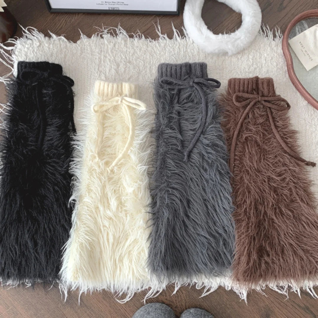 Cozy Fluffy Knitted Over The Knee Leg Warmers for Women