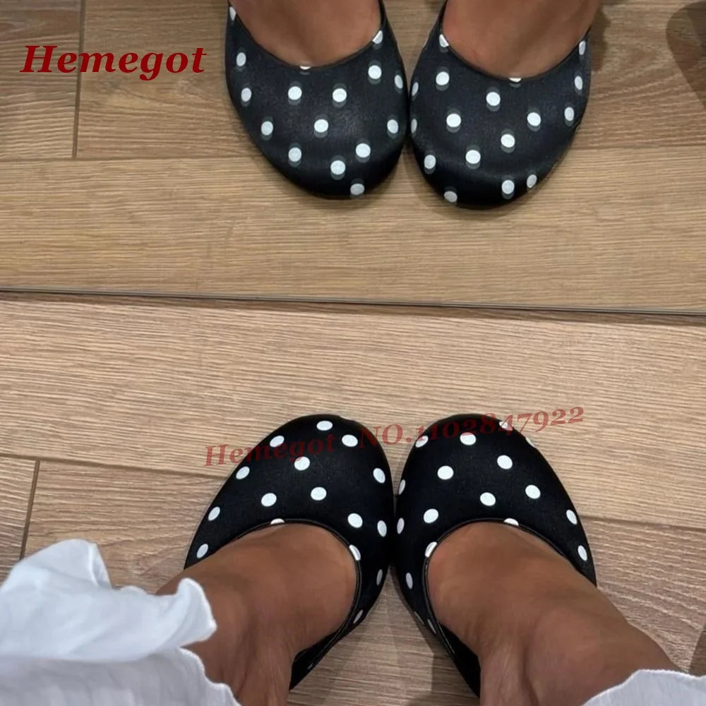 Polka Dot Satin Round Toe Stiletto Heels for Women
