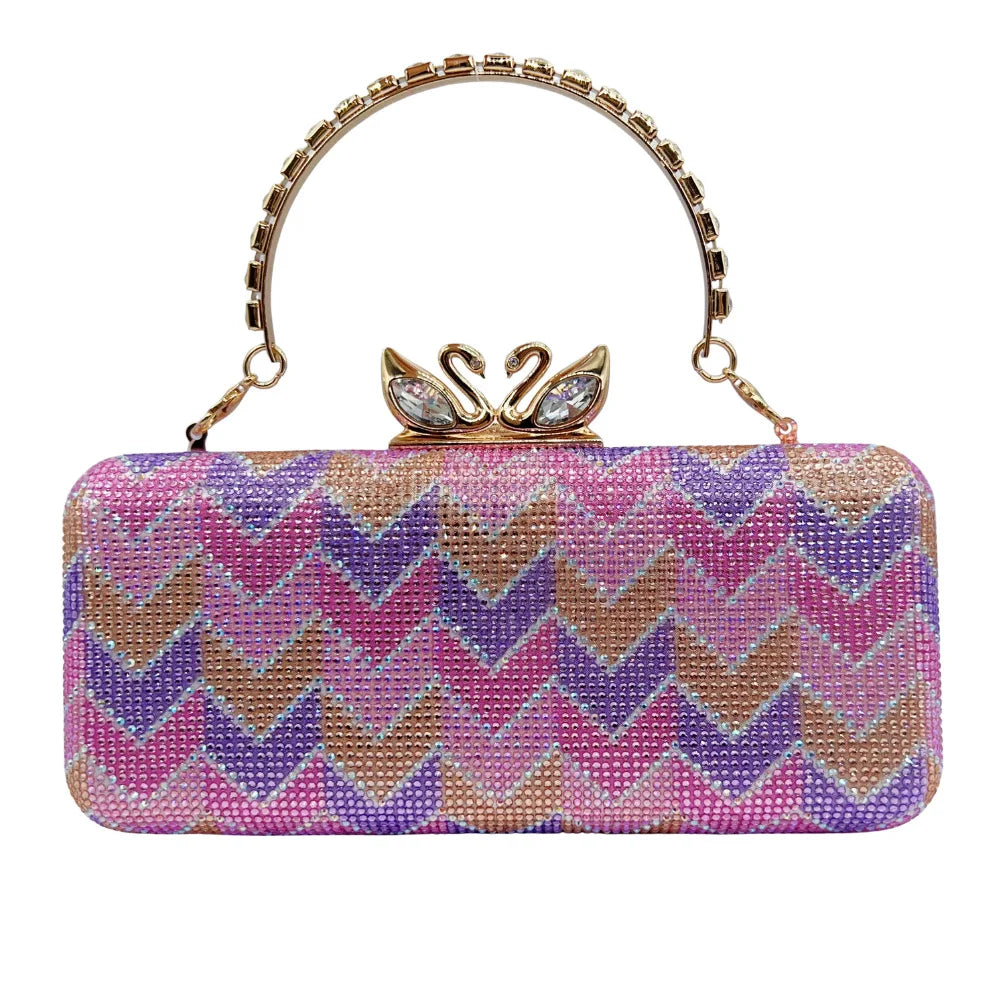 Shiny Rhinestone Clutch Handbag for Women Party Occasions