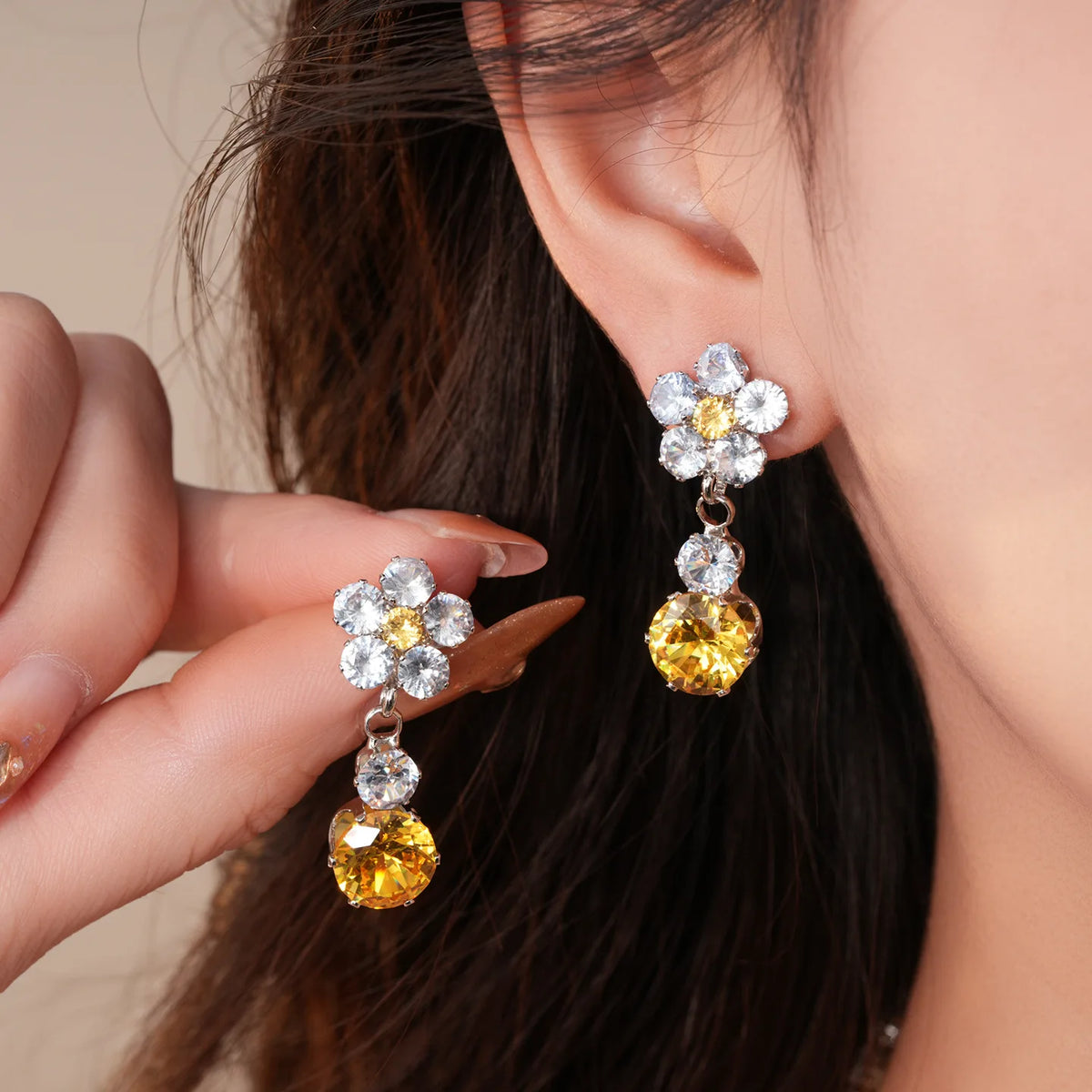 Floral Cubic Zirconia Necklace Set