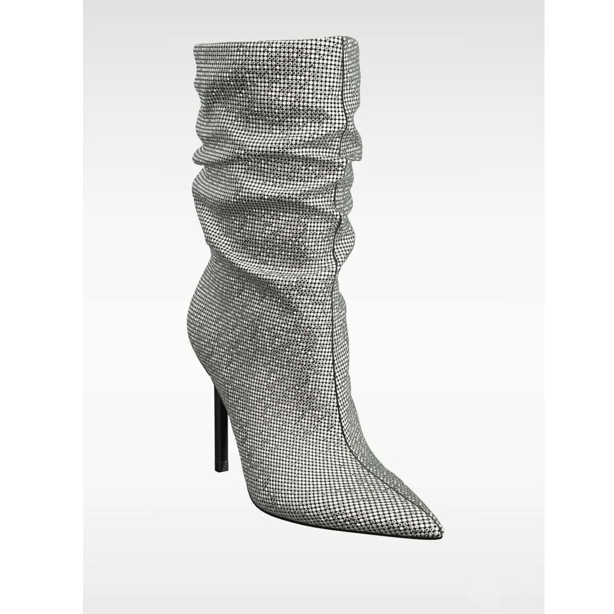 Rhinestone Embellished Pointed Toe Stiletto Boots For Women