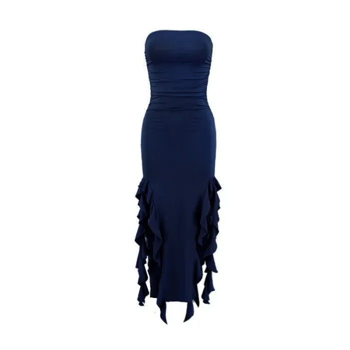 Short Dresses Womens Fashion New Sexy Spicy Girl Sleeveless Strapless Sweet Split Asymmetric Casual Party Long Dress 2025 Summer
