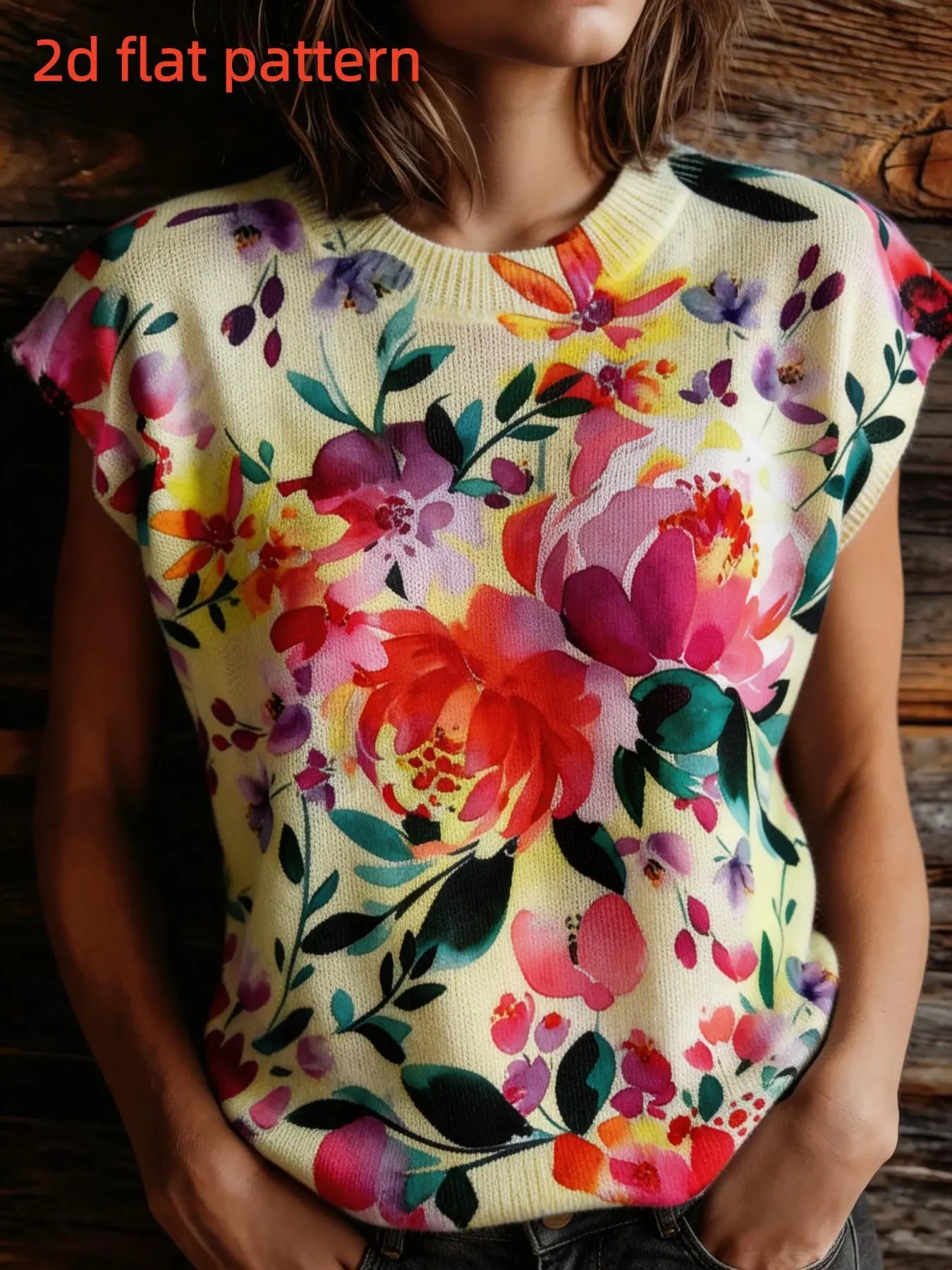 Knit Digital Print Sleeveless Top