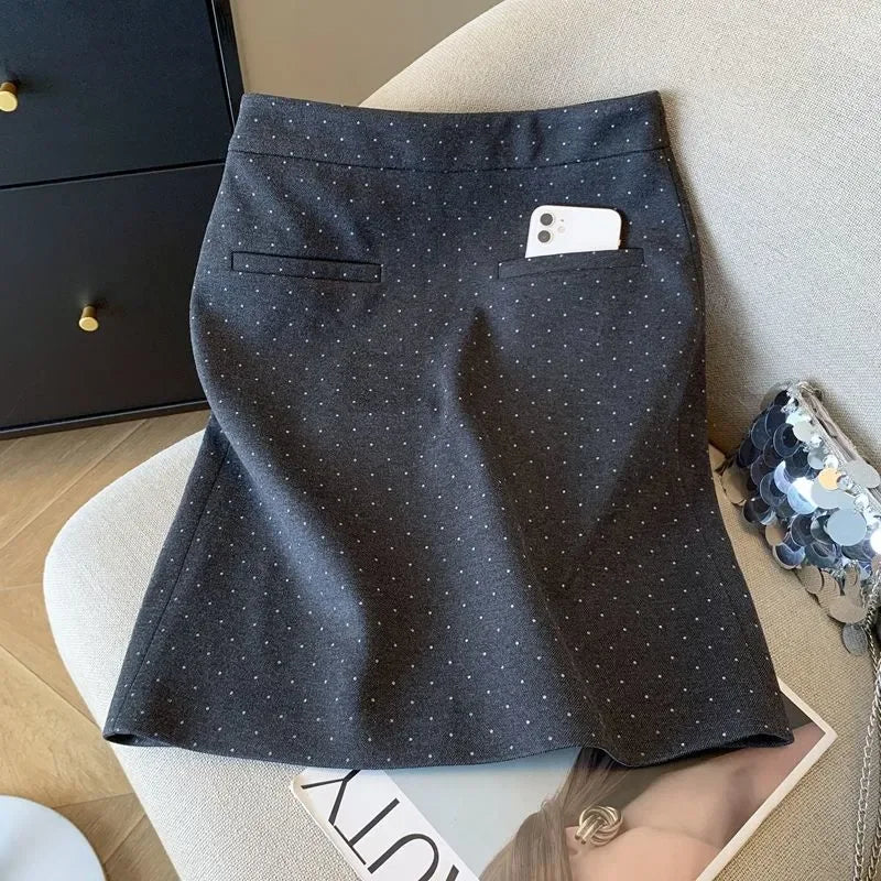 Polka Dot Print High Waist Slim Midi Skirt for Women