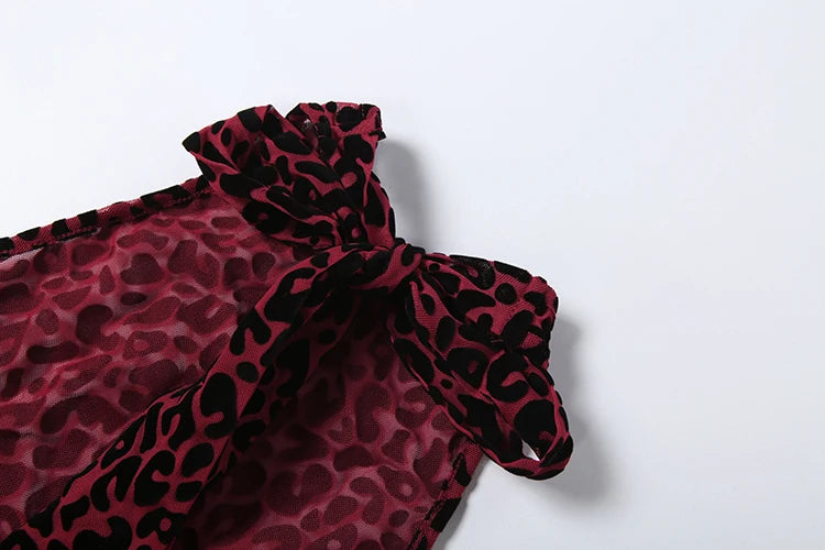 Leopard Print Backless Sleeveless Halter Romper for Women