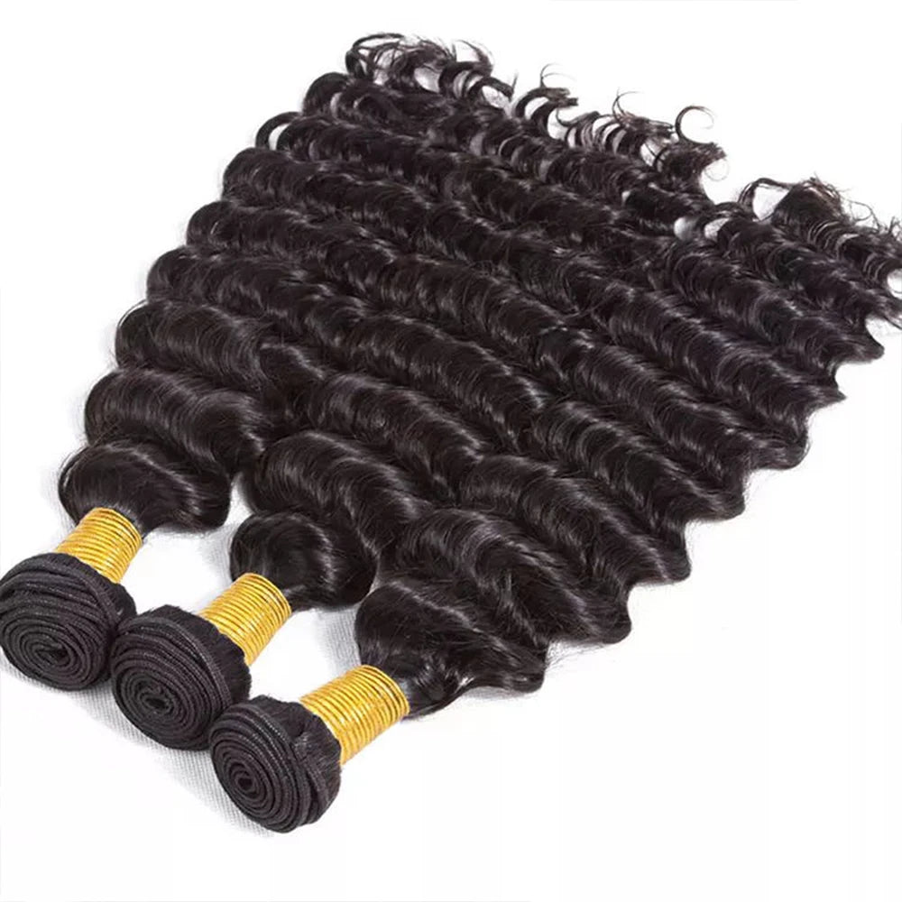 Deep Wave Natural Color Brazilian Hair Bundles for Women