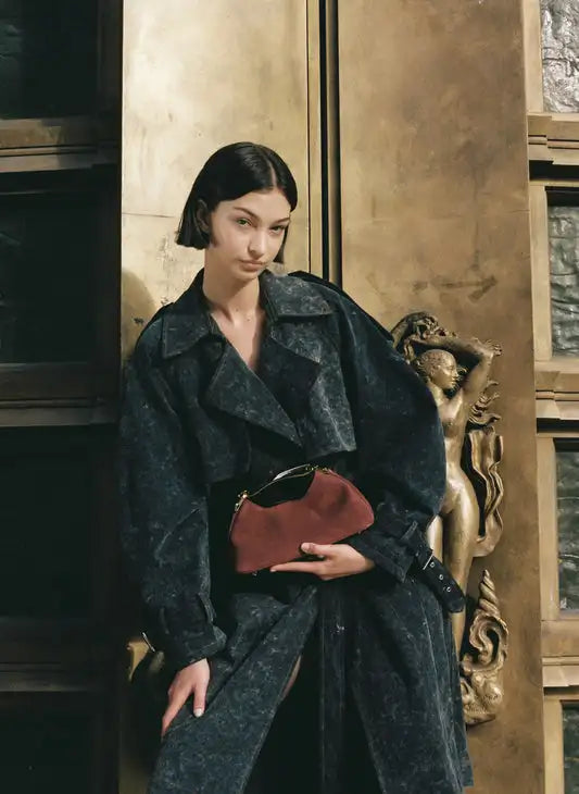 Mini Boomerang Faux Suede Bag, Luxury Designer Handbag for Ladies Elegant, Women's Fashionable Shoulder Bag with Metal