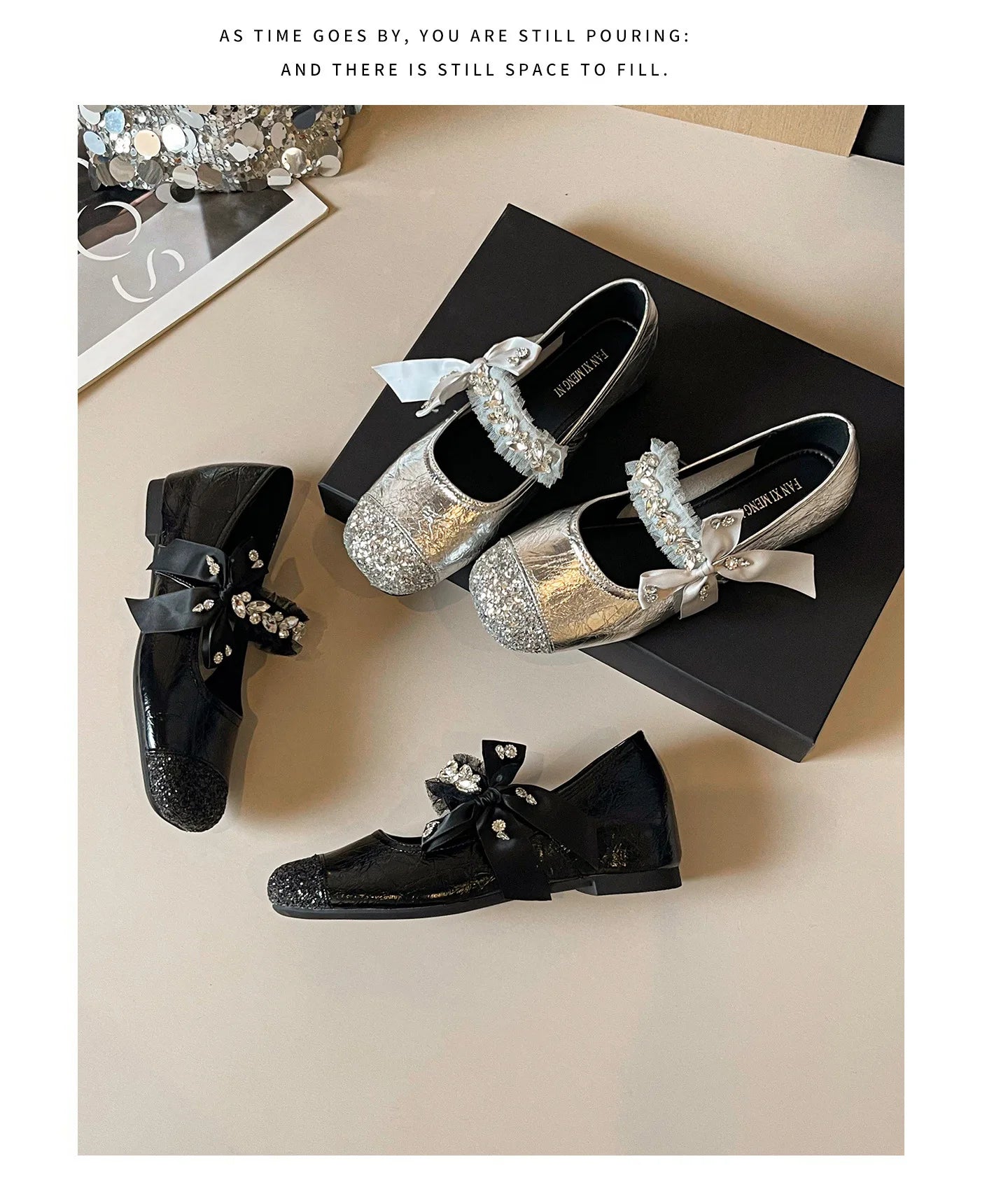 Elegant Rhinestone Bowknot Mary Jane Flats For Women