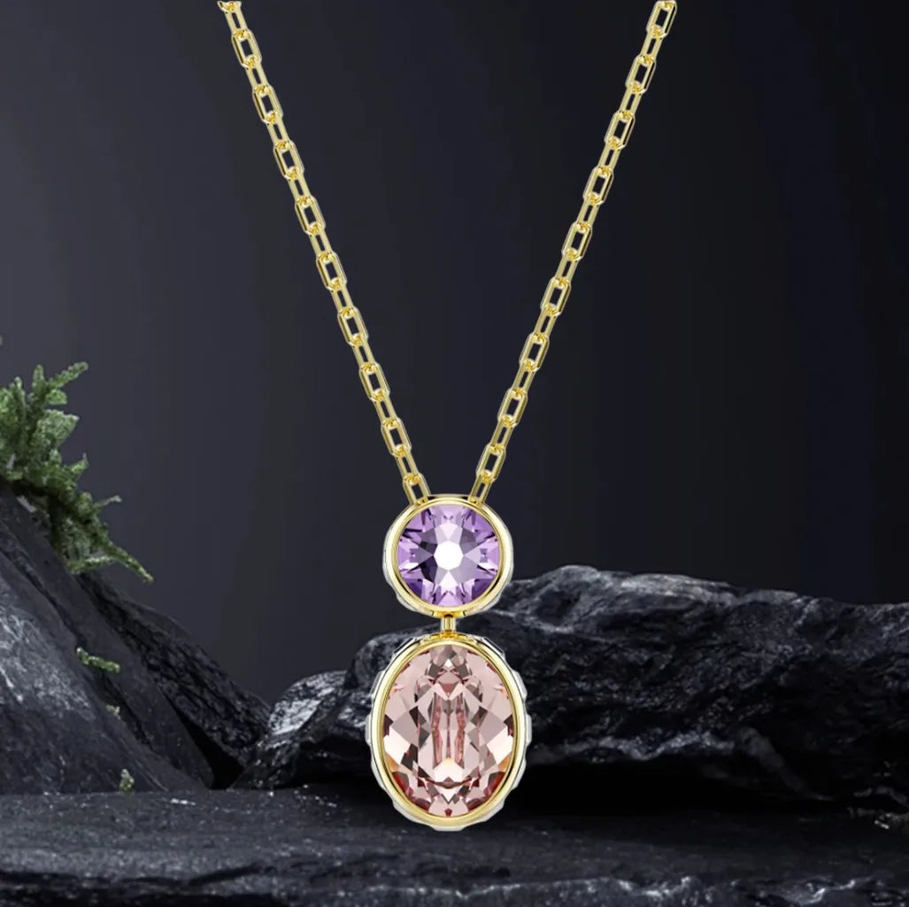 Elegant Silver Crystal Necklace and Earring Set for Women