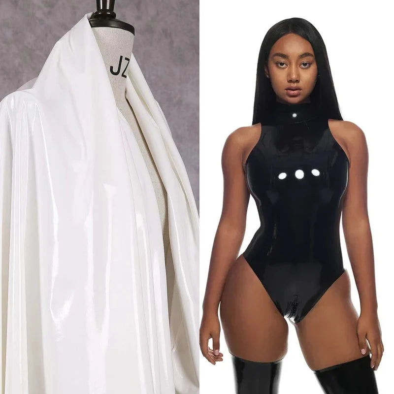 Classic High Neck Sleeveless Wet Look Bodysuit For Women