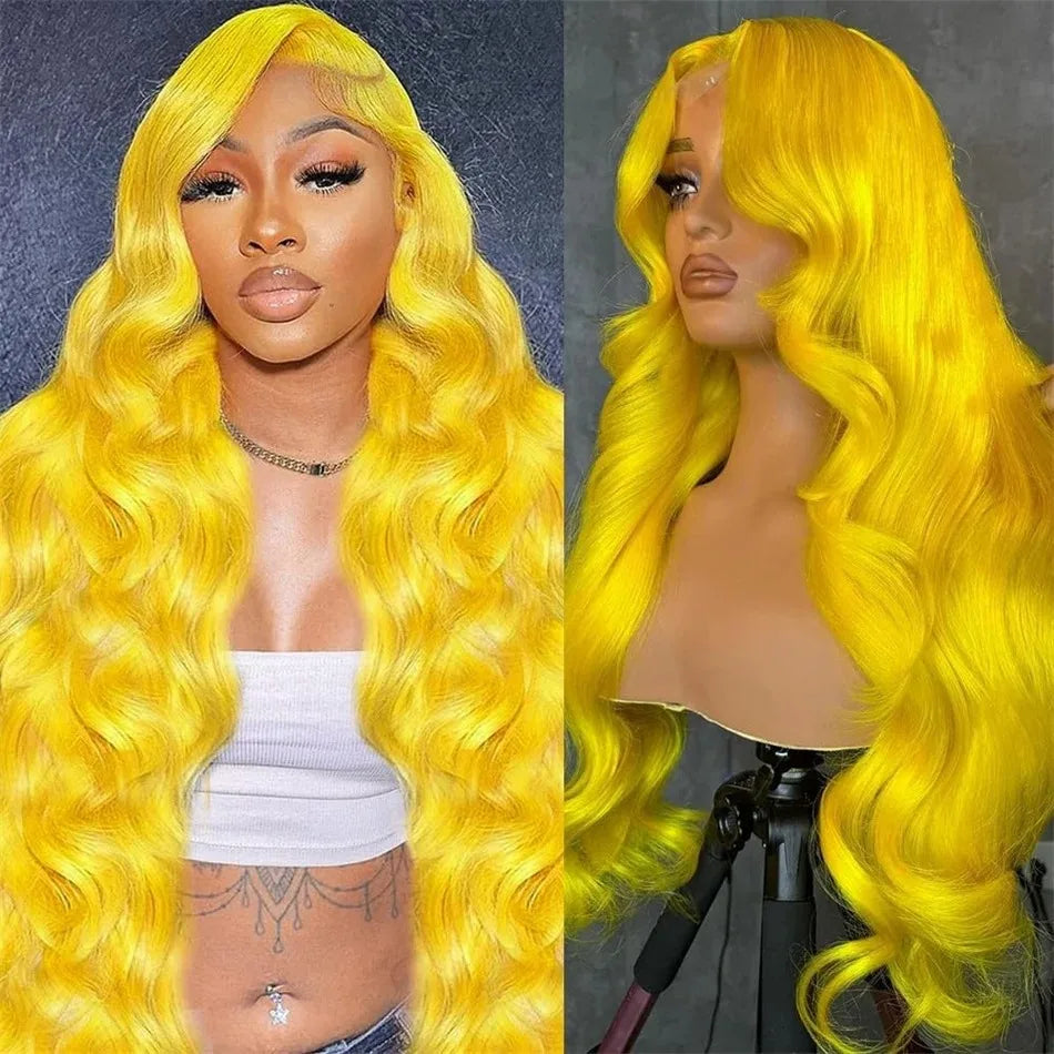 Bright Red Body Wave Heat Resistant Lace Front Wig for Women